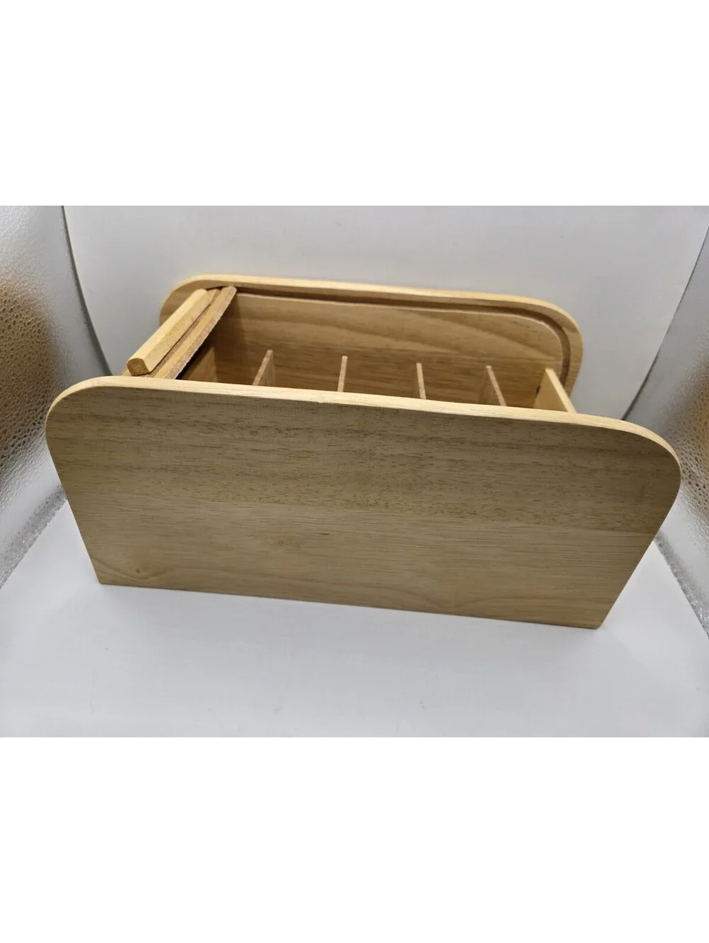 Vtg Mountain Woods Large Natural Wood Roll Top Recipe Box Cottagecore Decor
